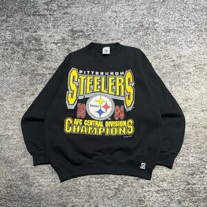 VTG Pittsburgh Steelers 1994 Champions Crewneck Sweatshirt Large Black Logo 7